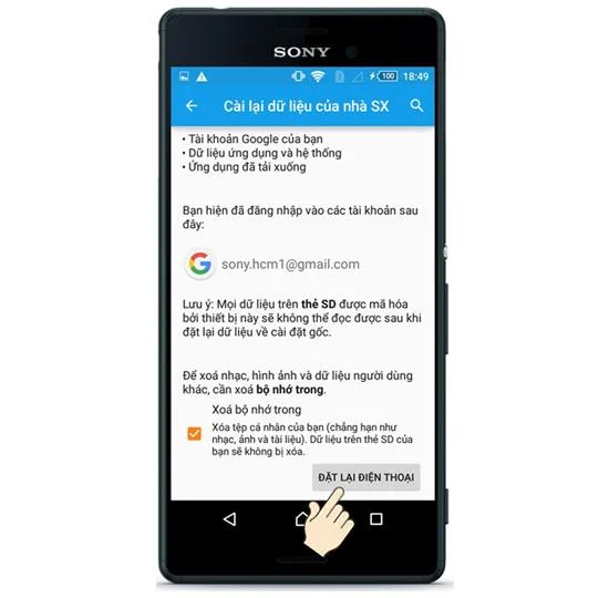 出廠重置 Sony Xperia M4 Aqua Dual