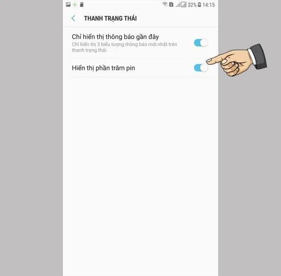 Samsung Galaxy J7 Pro 배터리 백분율 표시