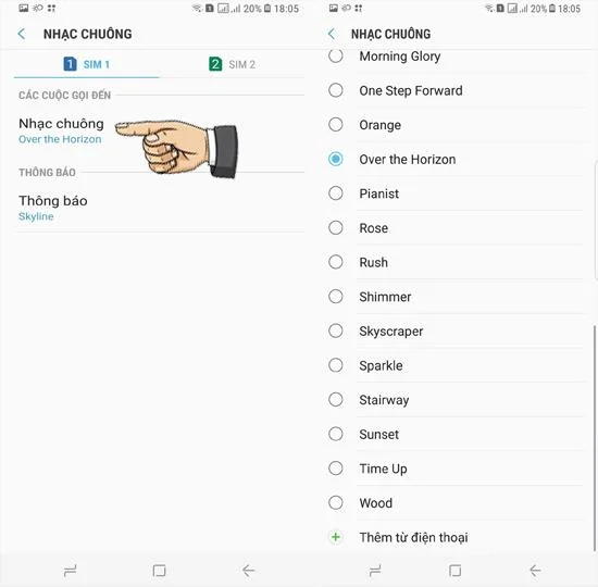 Samsung Galaxy S8 Plus'taki her sim için arama zil sesini ayarlayın