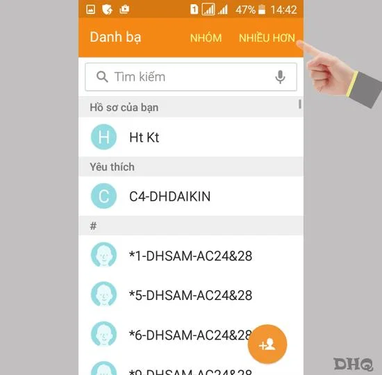 Wählen Sie die Anzeige von Kontakten auf dem Samsung Galaxy j1 mini