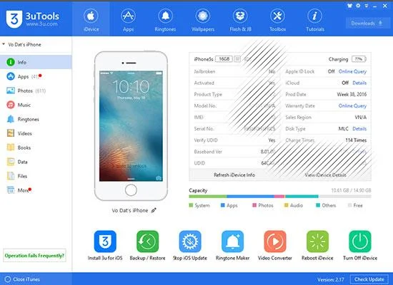 3uTools 무료 iPhone 관리 도구