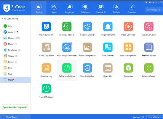 3uTools 무료 iPhone 관리 도구