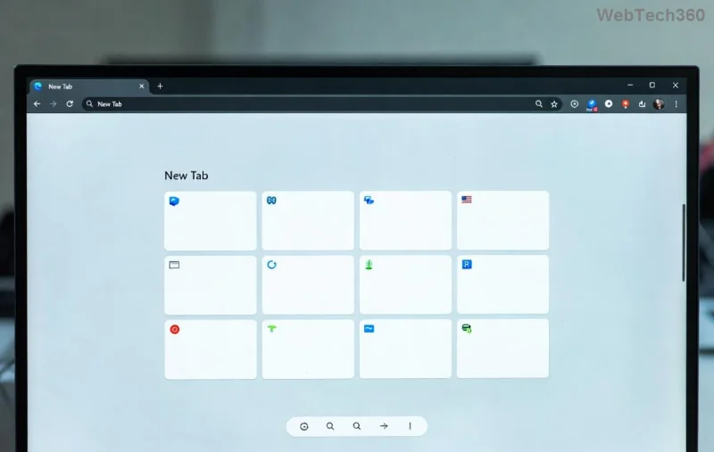 Glitch Padding Taskbar Microsoft Edge sebelum pembetulan - ruang kosong yang kelihatan di sekeliling ikon