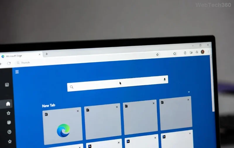 Microsoft Edge dengan Kesan Mika diaktifkan memaparkan tab lut sinar