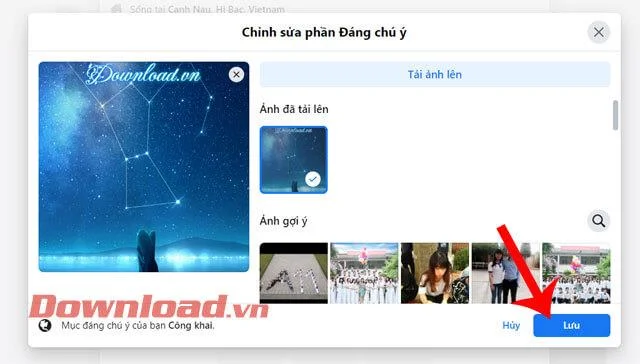Petunjuk untuk menambahkan foto unggulan di Facebook
