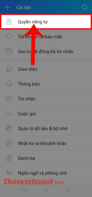 Petunjuk untuk memblokir pesan dan panggilan dari orang asing di Zalo