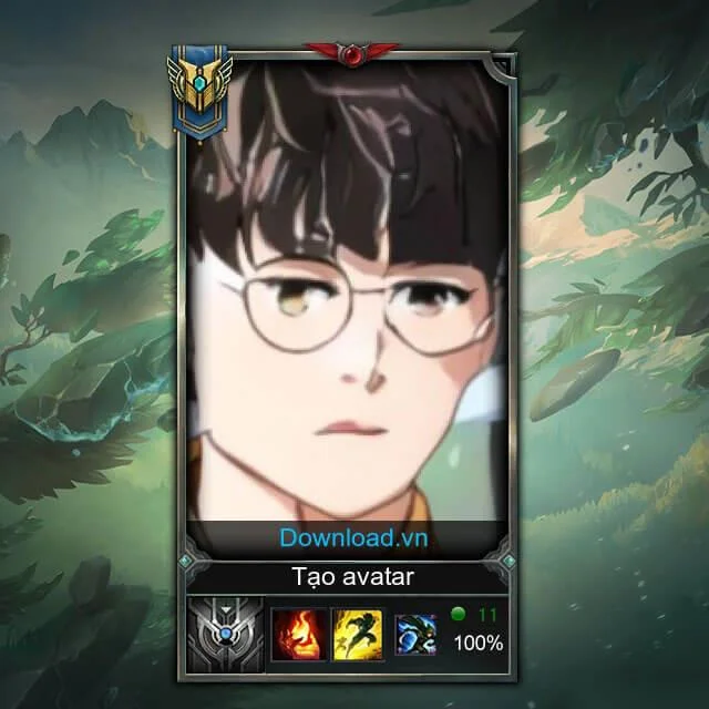 Instruções para criar um avatar com quadro de desafio de League of Legends