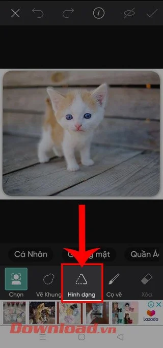 Instructions for cutting photos into circles on PicsArt