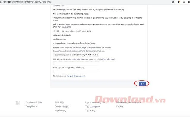 Petunjuk membuat tanda centang hijau untuk Facebook