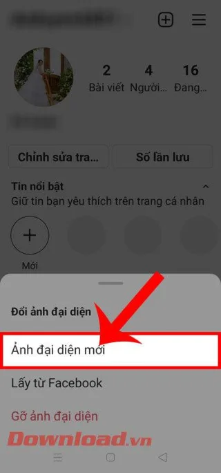 Instruções para alterar a foto do perfil do Instagram