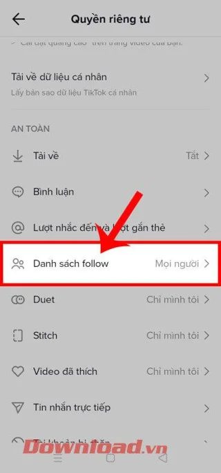 Petunjuk untuk menyembunyikan daftar ikuti di TikTok