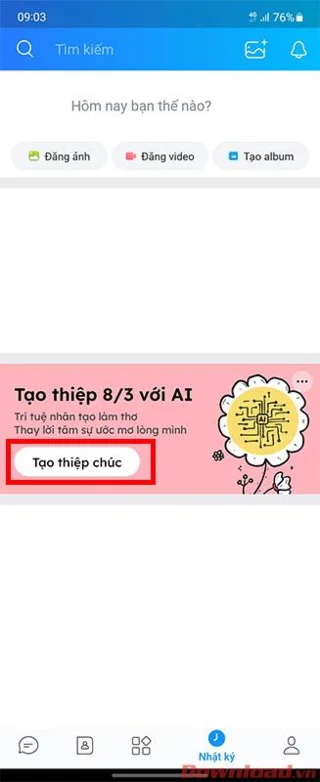 Instructions for creating cards and writing poems to congratulate March 8 with Zalo AI