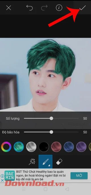 Instructions for changing hair color using PicsArt on your phone
