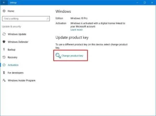 How to change product key on Windows 10