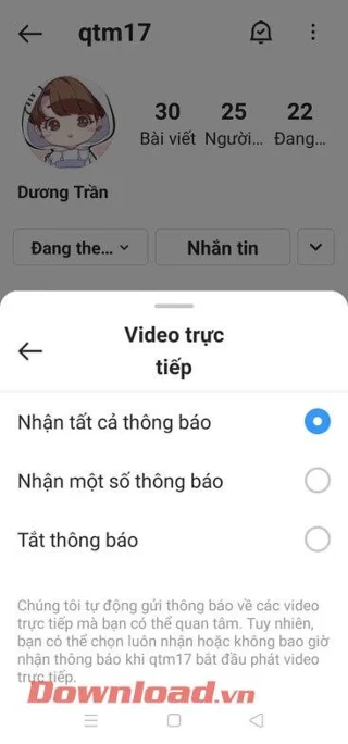 Petunjuk untuk mengaktifkan notifikasi streaming langsung di Instagram
