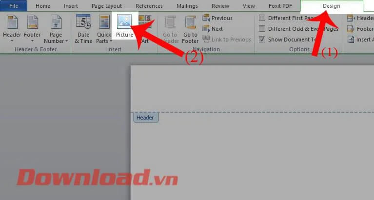 Petunjuk untuk memasukkan gambar ke Header dan Footer Word