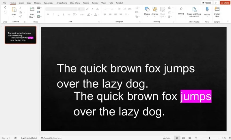 Cara menekankan sebuah kata dalam presentasi di Microsoft PowerPoint