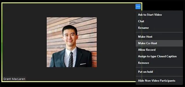 Izin host dan cara menentukan co-host di Zoom