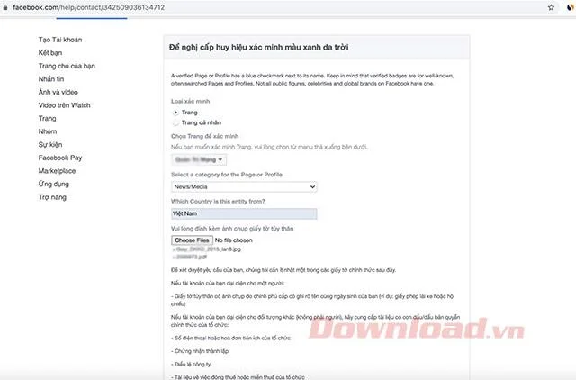 Petunjuk membuat tanda centang hijau untuk Facebook