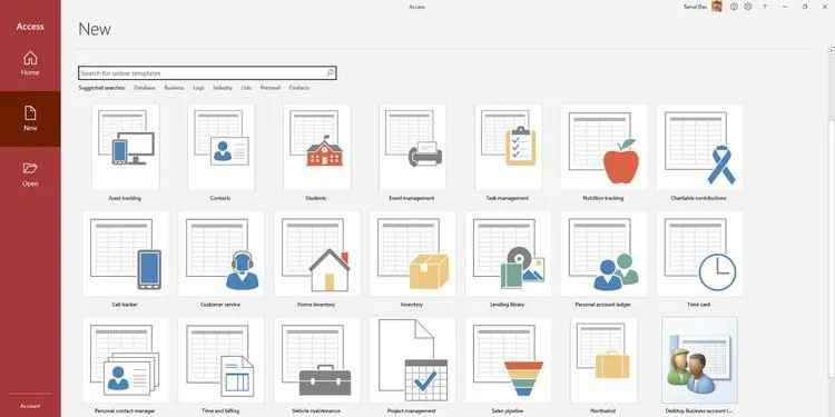 Stappen voor het maken van een nieuwe database in Access