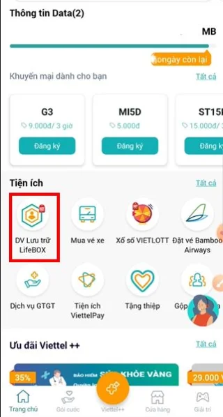 Instruções para usar LifeBOX - serviço de armazenamento online da Viettel