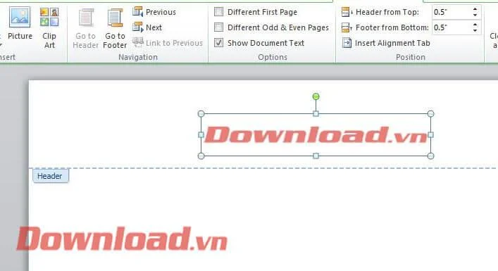 Petunjuk untuk memasukkan gambar ke Header dan Footer Word