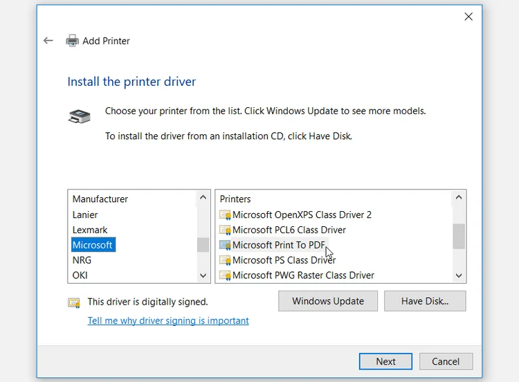نحوه رفع خطای Microsoft Print to PDF در ویندوز