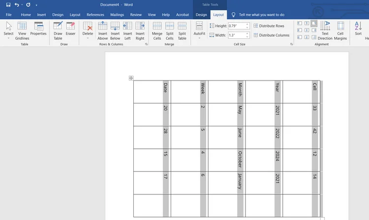 Cara memutar tabel di Microsoft Word