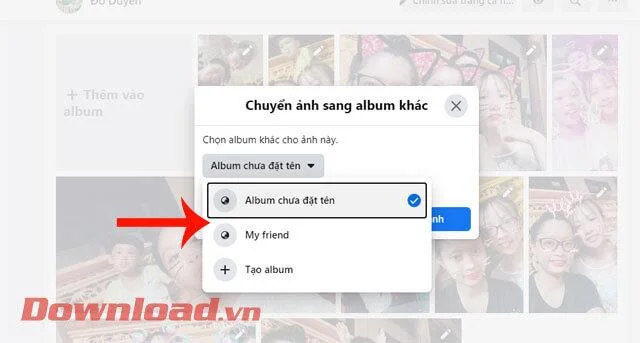 Instruções para transferir fotos para outro álbum no Facebook