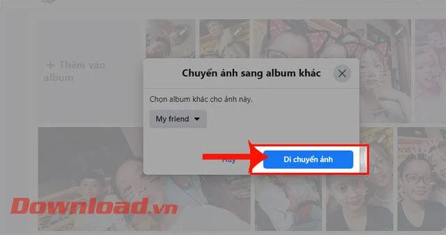 Instruções para transferir fotos para outro álbum no Facebook