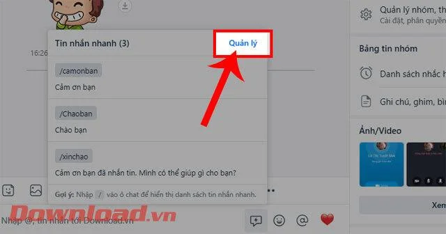Instructions for quickly editing and deleting messages on Zalo