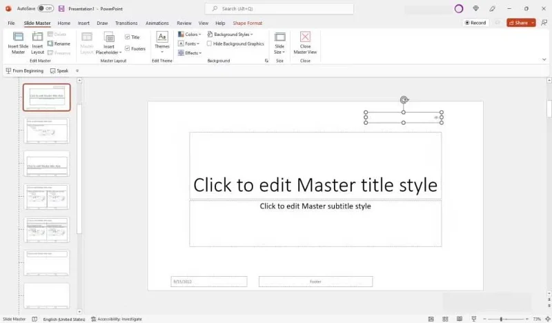 Formatar números de slides