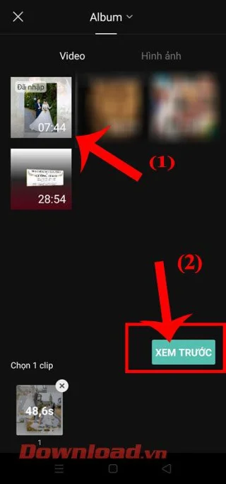 Instructions for creating old videos together on CapCut