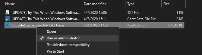 Run Installer as Admin