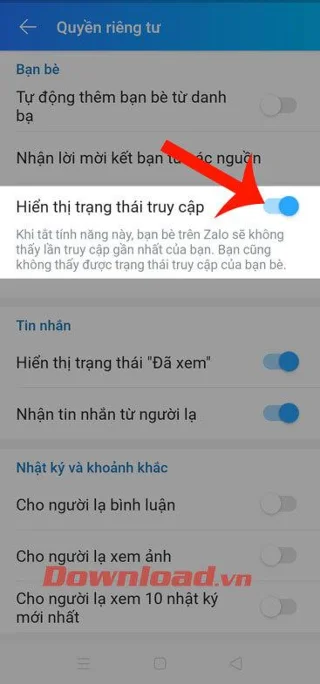 Cara mematikan notifikasi Baru saja diakses di Zalo