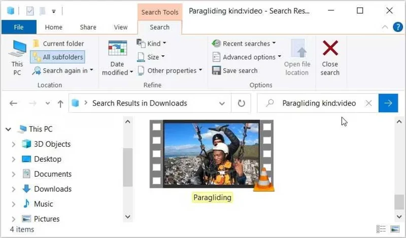 Finding videos by filename in File Explorer