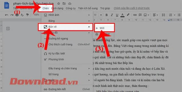 Instruções para escrever a primeira carta grande no Google Docs