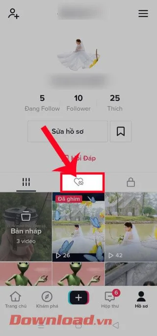 Instruções para revisar vídeos curtidos no TikTok