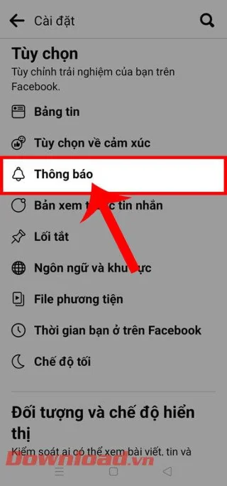 Petunjuk untuk mengubah suara notifikasi di Facebook