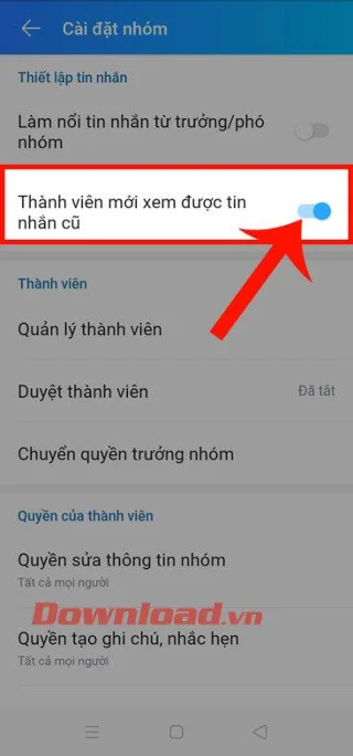 How to block new members from reading old messages on Zalo chat group