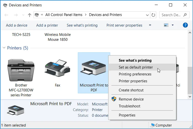 نحوه رفع خطای Microsoft Print to PDF در ویندوز