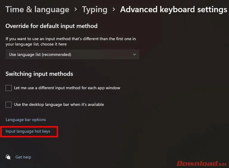 Instructions for installing keyboard shortcuts to switch input languages ​​on Windows 11