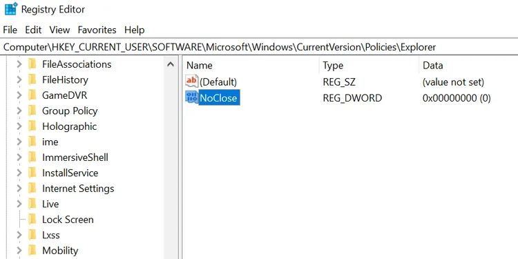 Modifica registro Windows 10