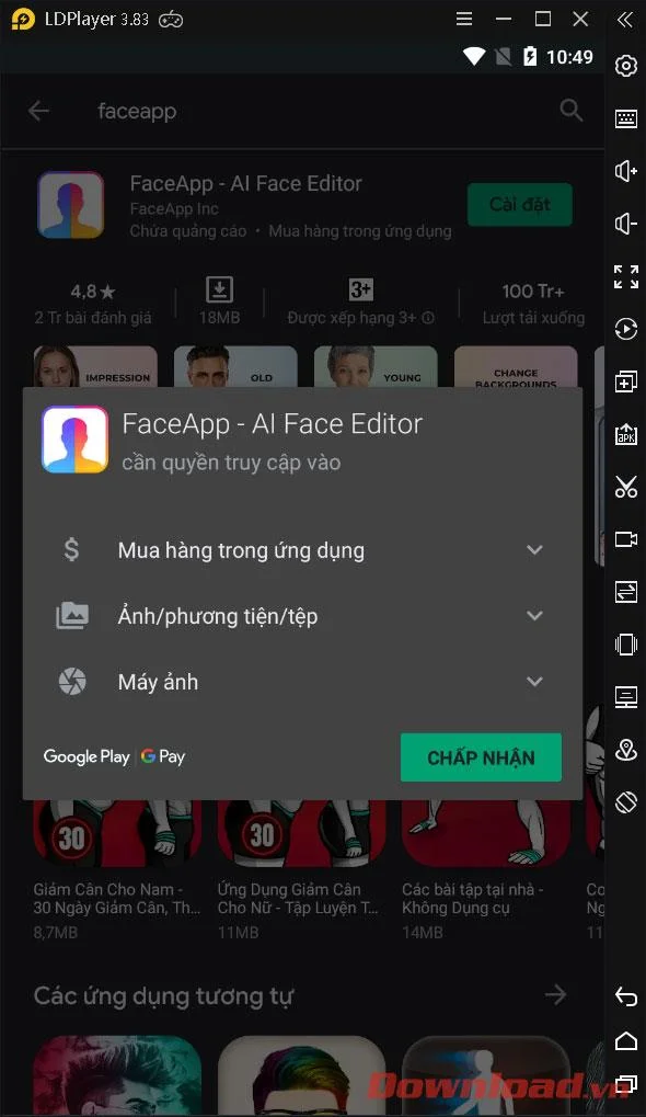 Petunjuk untuk menginstal dan menggunakan Faceapp menggunakan emulator di PC