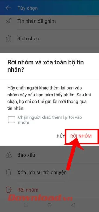 Instruções para sair do grupo de chat Zalo em telefones e computadores