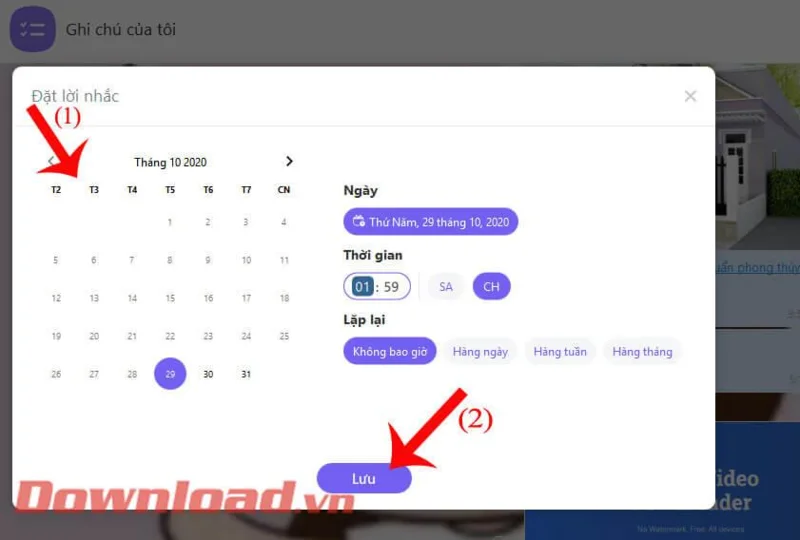 Petunjuk untuk mengatur pengingat catatan di Viber