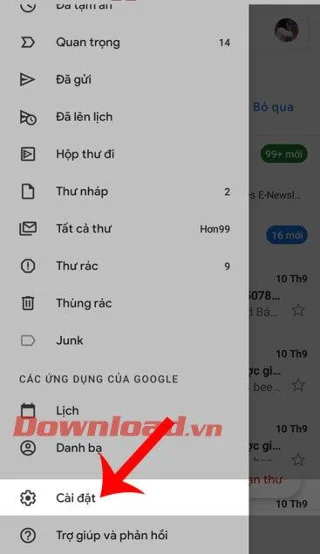 Instruções para ativar o modo de fundo escuro para Gmail em seu telefone
