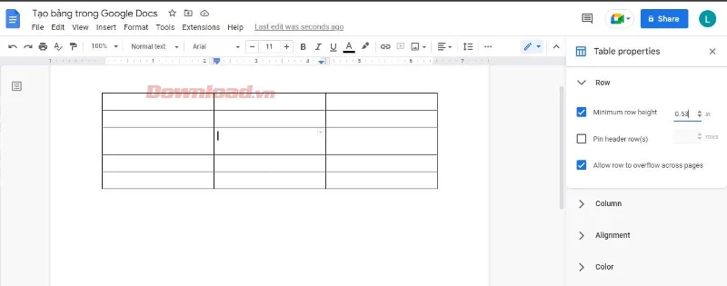 Como criar e editar tabelas no Google Docs