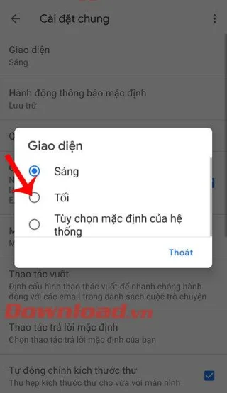 Instruções para ativar o modo de fundo escuro para Gmail em seu telefone