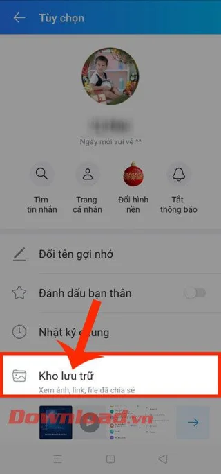 Cara meninjau semua foto, video, file, dan tautan yang dibagikan melalui Zalo